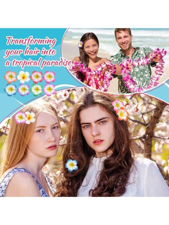 240 Pcs Plumeria Hair Clips - Tropical Foam Flowers for Weddings & Parties, 8